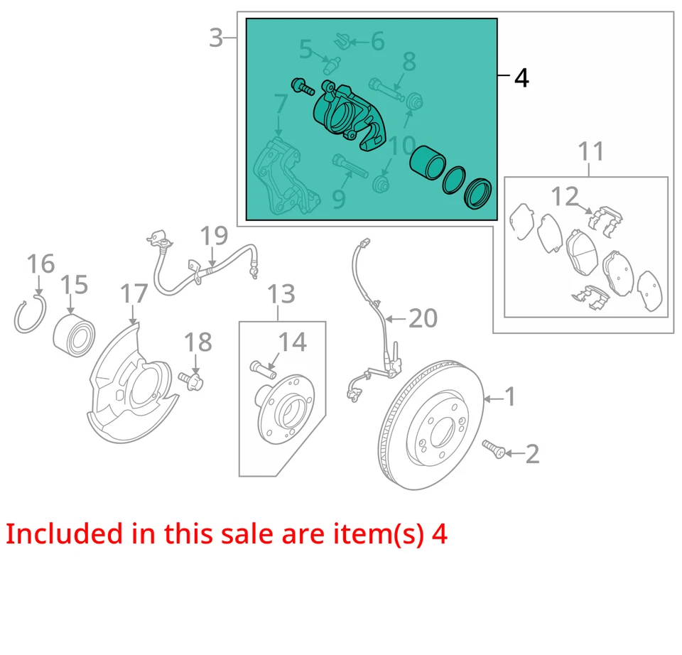 2010-2013 Kia Forte Koup передний водитель левый тормоз суппорт GN4Y4 - Изображение 2 из 3