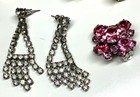 Vintg 5 BSK Hollycrfaft Weiss Judy AB Multicolor Rhinestone Gold Silver Earrings — photo 2