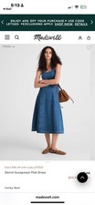 Madewell Women's Melody Scoopback Sleeveless Smocked Midi Dress Blue M New