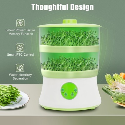 2-Layer Bean Sprouts Machine Large Capacity Automatic Bean Sprouter Grow Tool US