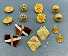 Set of 7 Earrings Pierced  Clip On Gold Tone Jewelry