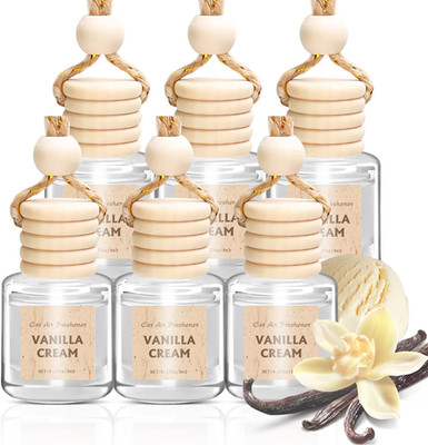 Hanging Car Air Freshener, 6 Pack Vanilla Cream Long Lasting & Refillable Air Fr