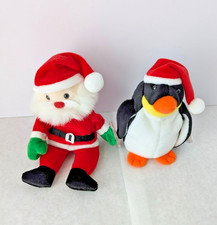 Ty Beanie Babies Christmas Plush Santa And Zero Penguin Excellent Condition Tags