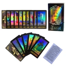 SUNHHX Tarot Cards Set, 78 Surface Laser Tarot Cards with English Instruction...
