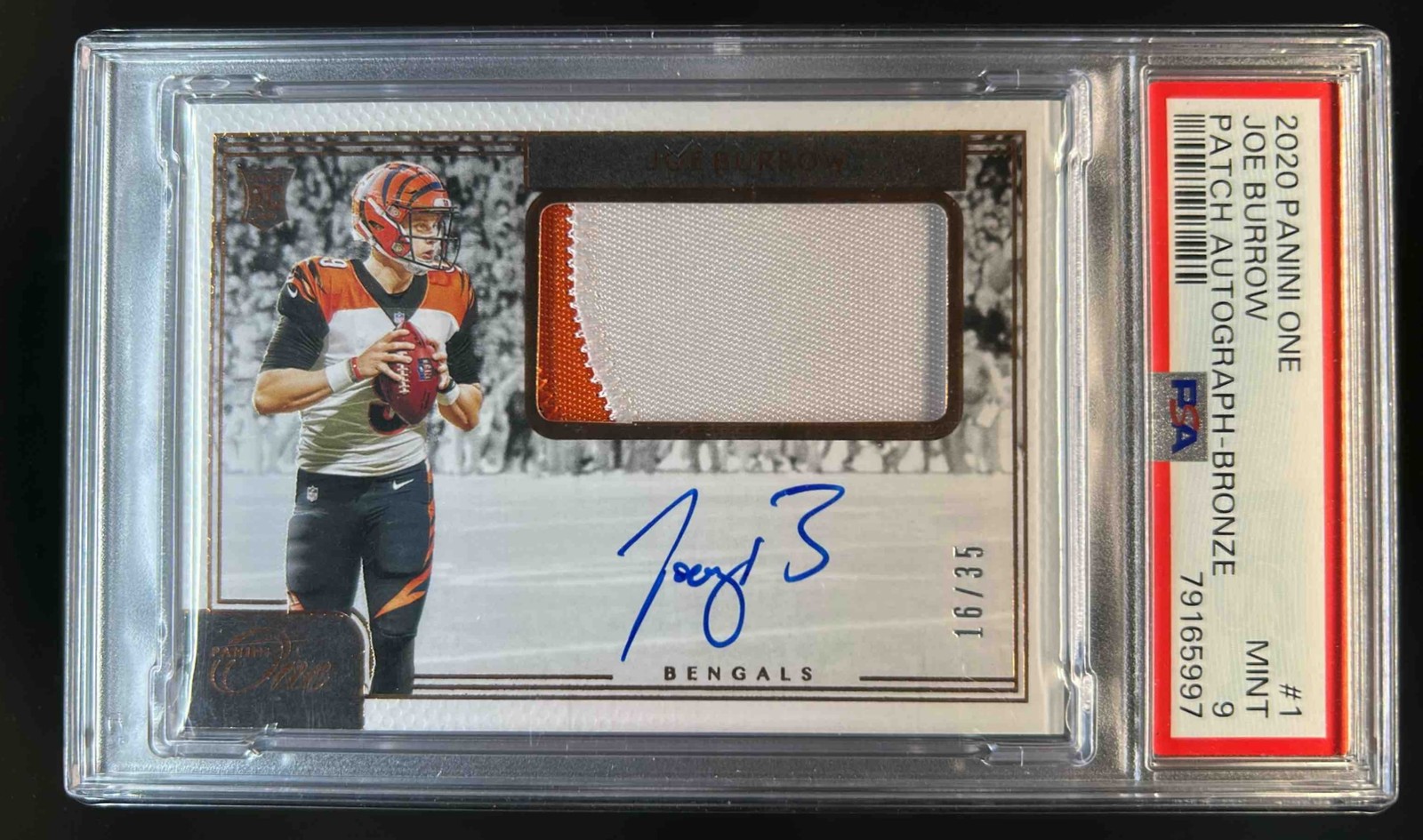 Joe Burrow Panini One #1 Patch Autograph-Bronze