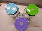 Set of 3 Clear Glass Mason Jar Type Drinking Jars w/Covers/ Handles 20 oz — photo 4