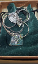 Hallmark Little Gallery Necklace Lead Crystal Pyramid W Etched Cross Pendant