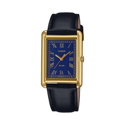 Womens Wristwatch CASIO LTP-B165GL-2BVEF Leather Black Blue Golden Vintage