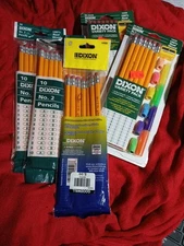 Dixon Ticonderoga  No. 2 HB lot of 55 pencils NEW variety packs erasers grips