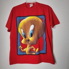 Vintage 1996 Looney Tunes Tweety Bird big face red teeone size fits most