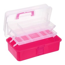 Art Tool Storage Box Craft Supplies Organizer for Brushes , Trans Red, 1 Pcs