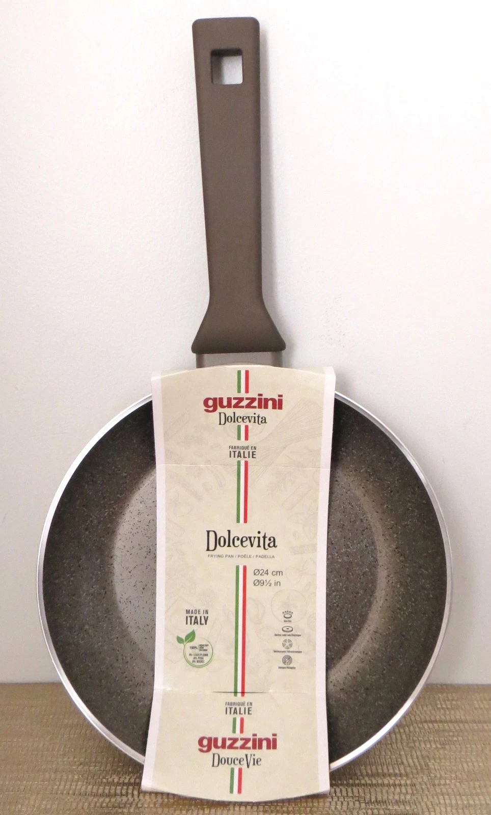 Guzzini Dolcevita 9.5" (24 cm) Fry Pan Made in ITALY Taupe Brown NonStick NEW