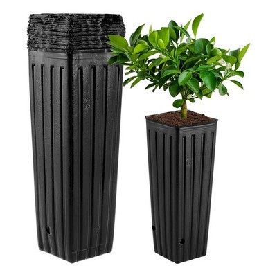 50Pcs Citrus Grow Bags, Deep Plastic Nursery Pots for Tree Seedlings, Reusabl...