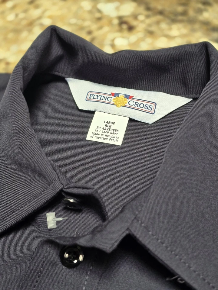 НОВЫЙ БЕЗ ЯРЛЫКОВ БОЛЬШОЙ ЛЕТАЮЩИЙ КРЕСТ МУЖСКОЙ ПОЛИЦИИ БЕЗОПАСНОСТИ ЖИЛЕТ L/S РУБАШКА ЧЕРНЫЙ - Изображение 4 из 4