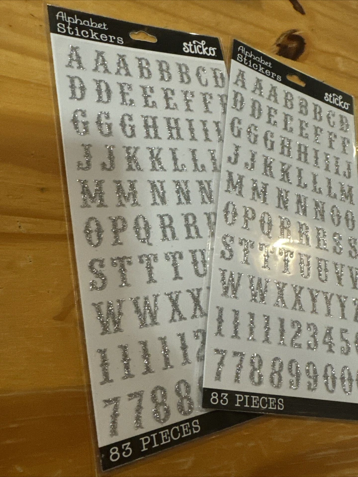 Pegatinas alfabeto Sticko - Lote de 2 plata carnaval. 166 piezas. Nuevo en paquete. Artesanía Foto 2 de 3