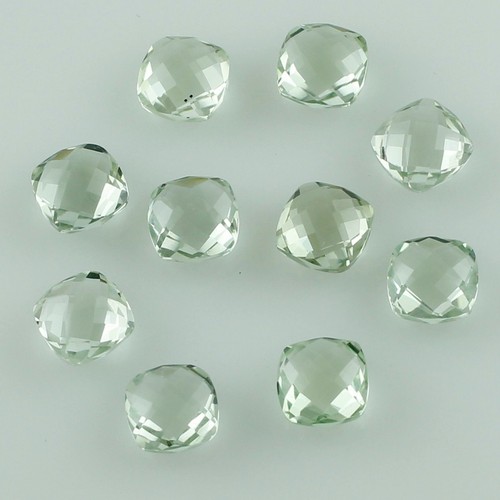 Green Amethyst Cushion Cut Briolette Cut 12x12 MM 02 Pcs Lot Loose Gemstones - Picture 2 of 4