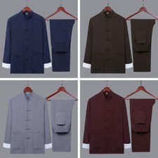 Mens Traditional Chinese Tang Suit Jacket Coat Wingchun Kung Fu Tai Chi Uniform