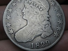 1829/7 Capped Bust Silver Half Dollar- 9 Over 7 Overdate, VG/Fine Details