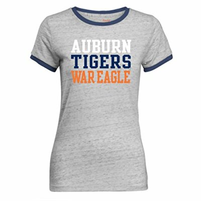 Camp David Women's RingerAuburn TigersT Shirt,Navy,Medium