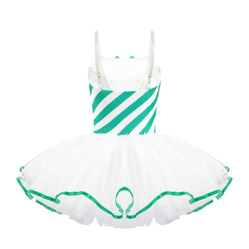 Kids Girls Sequins Striped Dancewear Costume Christmas Mesh Tutu Dress Leotard - Picture 106 of 185