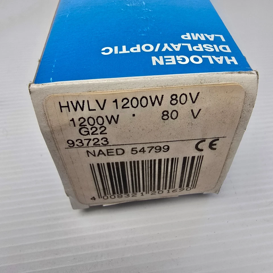 OSRAM NAED 54799 Halogen Display/Optic Lamp HWLV 1200W 80V 93723 G22 (NEW) - Image 2 of 3