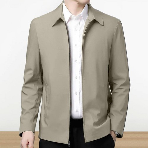 Casual Business Autumn Spring Jackets Outwear Top Men's Zipper Lapel Collar Coat - Picture 21 of 28