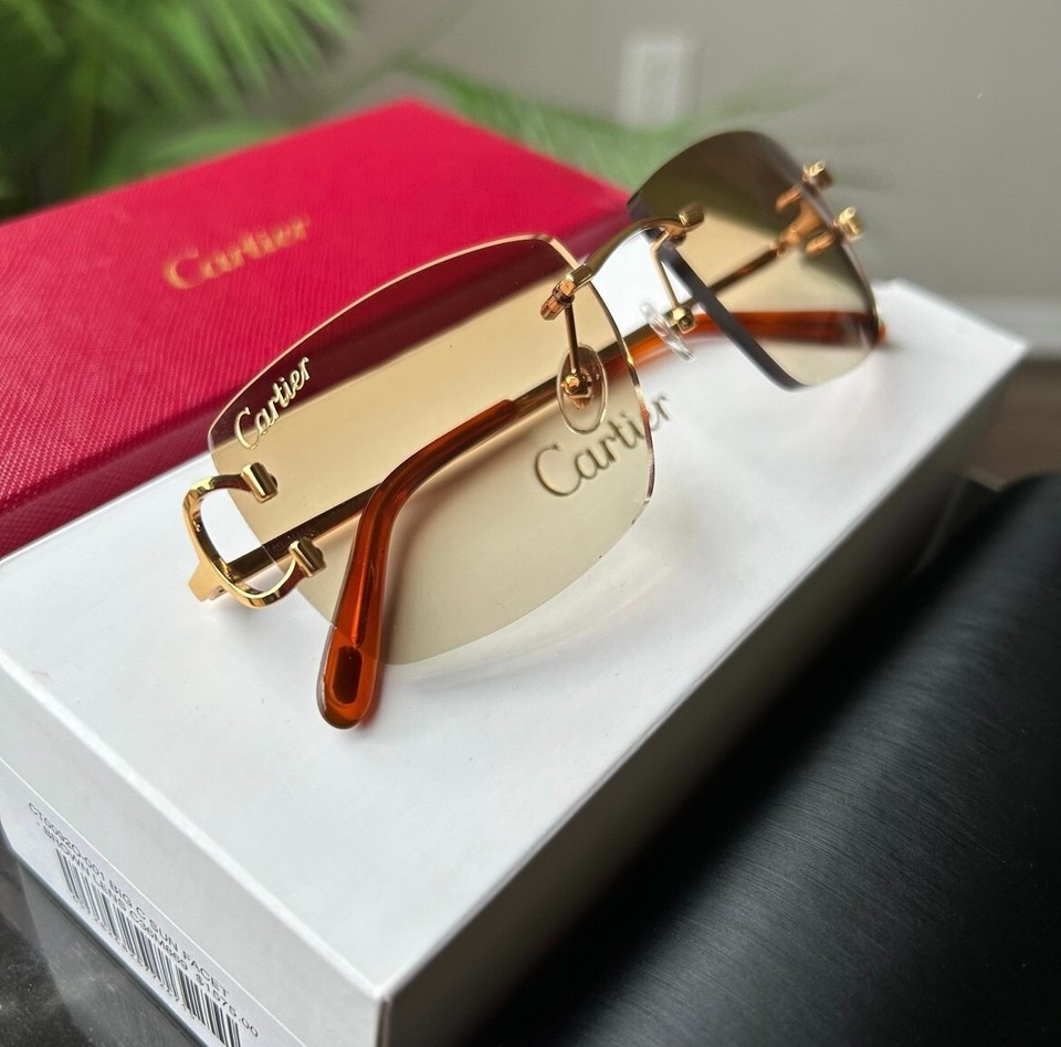 cartier sunglasses brown gold unisex men women eBay