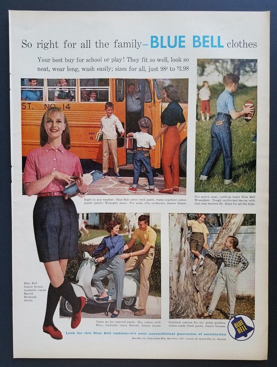 1957 Blue Bell Wrangler Jeans Students School Fashion 1950s