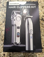 Jack & Rose Professional Barber Hair Clippers Kit with Trimmer Cordless Black