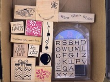 Alphabet Animal Greetings Gift Wood Rubber Stamps Greetings Mounted 40 pc Lot