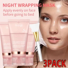 3x Collagen Night Wrapping Mask Overnight Wrapping Peel Off Natural Facial Mask