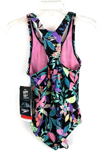 Speedo Girl’s Thick Strap One Piece Floral Swimsuit Size 6 - Picture 2 of 3