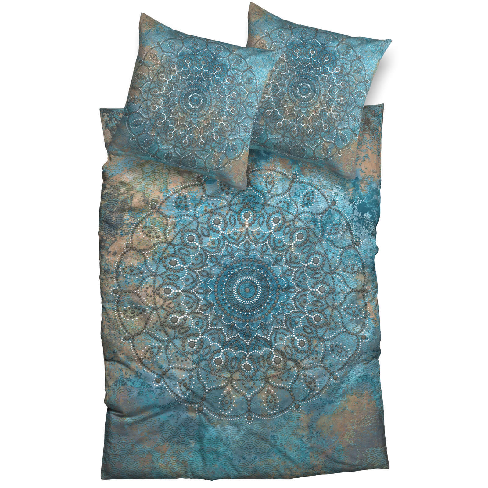 Mandala Bettwäsche Satin CASATEX Sleep Tight Blau Ornamente Muster Orientalisch