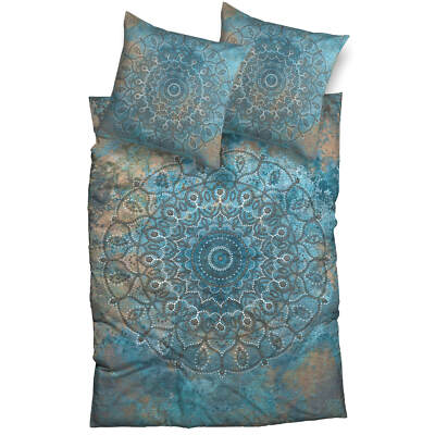Mandala Bettwäsche Satin CASATEX Sleep Tight Blau Ornamente Muster Orientalisch