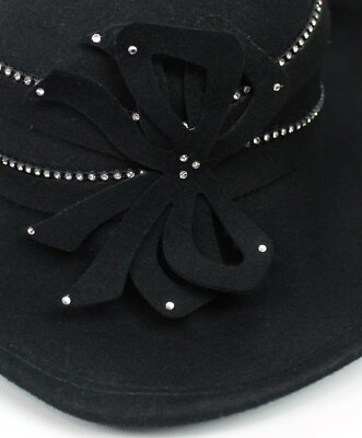 Mr John Wide Brim Hat Sz L Vintage Black Wool Felt Glamorous  display picture 3
