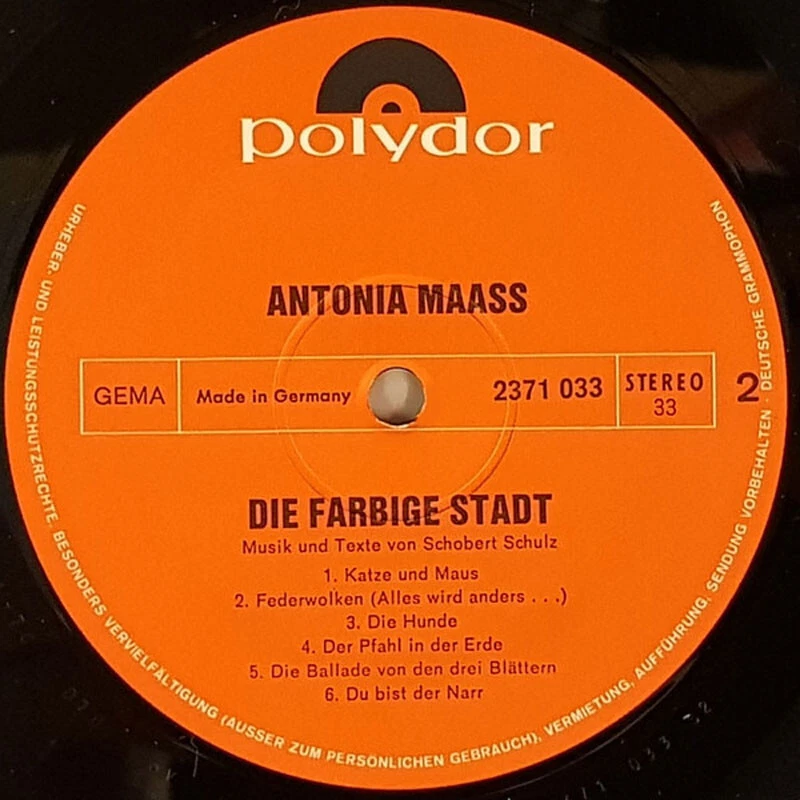 LP ANTONIA MAAß- DIE FARBIGE STADT * POLYDOR 1970 GERMANY * RARE * TOP - Bild 4 von 4