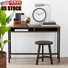 Student Desk Open Shelving Compartments Walnut Wood Veneer Fashionable Modern