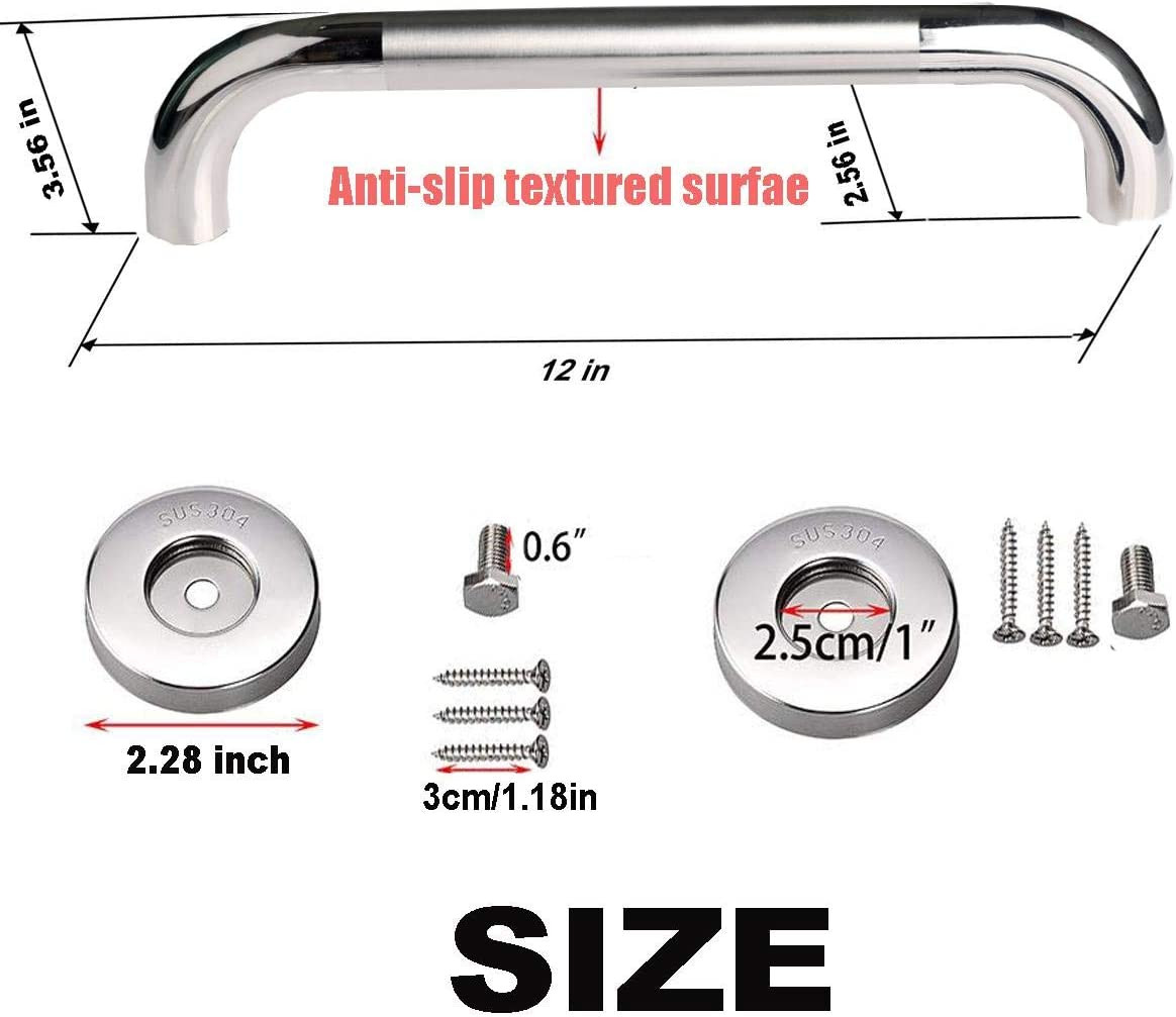 12 Inch Stainless Steel Chrome Shower Grab Bar, ZUEXT Bathroom Balance Bar,,,