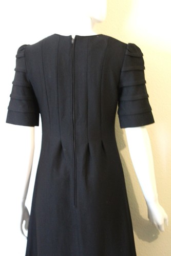 Vintage 1960s 70s Joseph Magnin layered tiered knit Maxi Dress puff sleeve - Picture 5 of 7