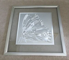 Beautiful Vintage 1970's Silver Foil Butterfly Framed Under Glass 19.5"x20"
