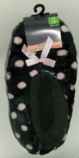 West Loop Women's Black Polka Dots Cozy Slipper Socks with Faux Fur, u choose sz