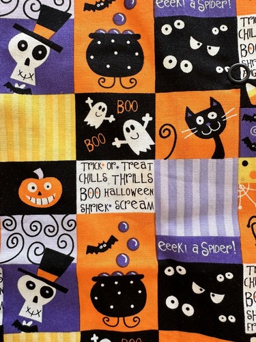 Womens Scrub HQ Halloween Cat Long Sleeve Nurse Medical Button Down Jacket Sz XS - Picture 10 of 11