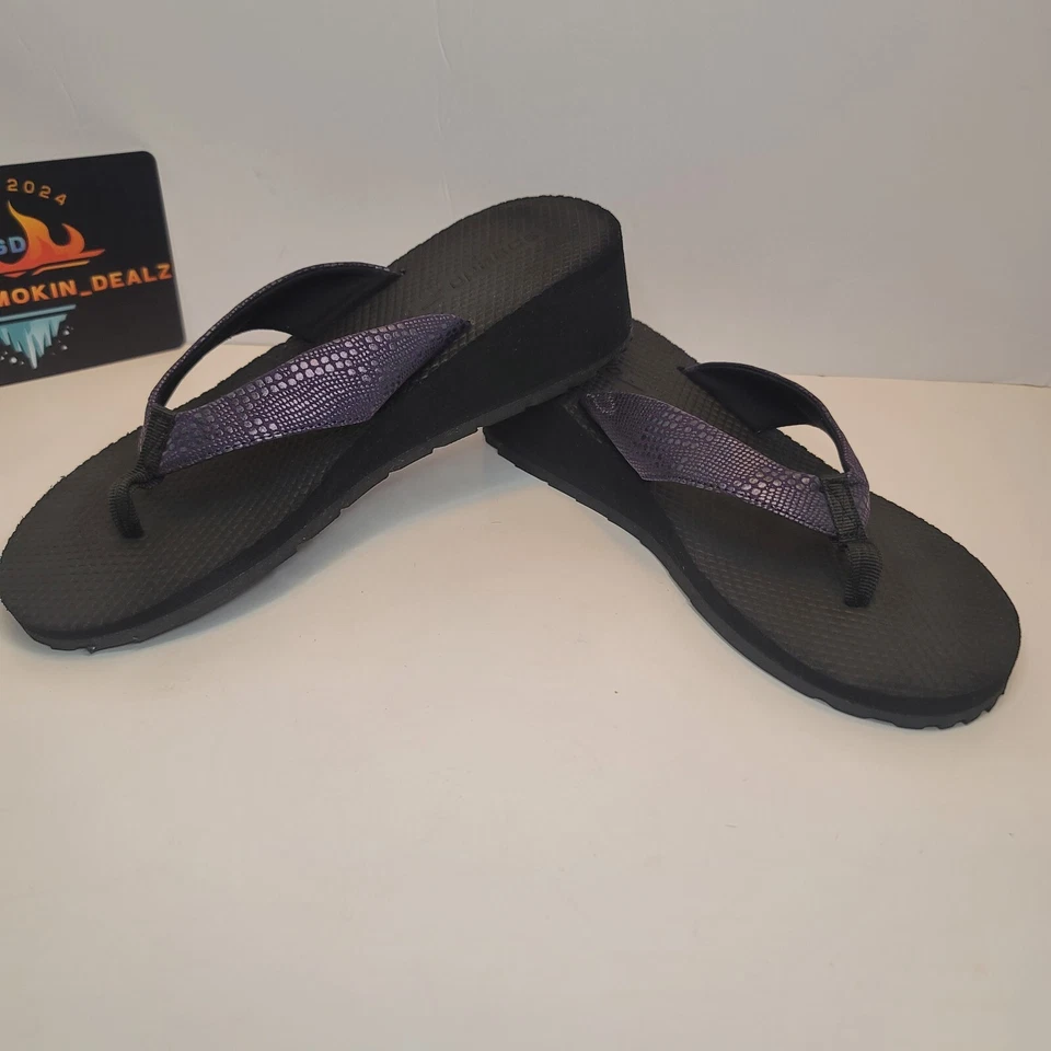 Chanclas Speedo para mujer tacón de cuña púrpura oscuro suela negra talla 9 Foto 3 de 4