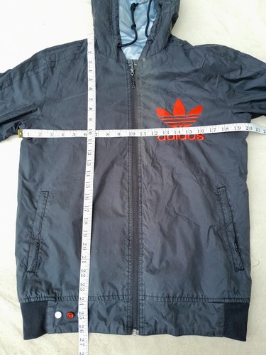 adidas Reversible Jacket Mens Small Black Nylon Windbreaker Embroidered Logo - Picture 9 of 12