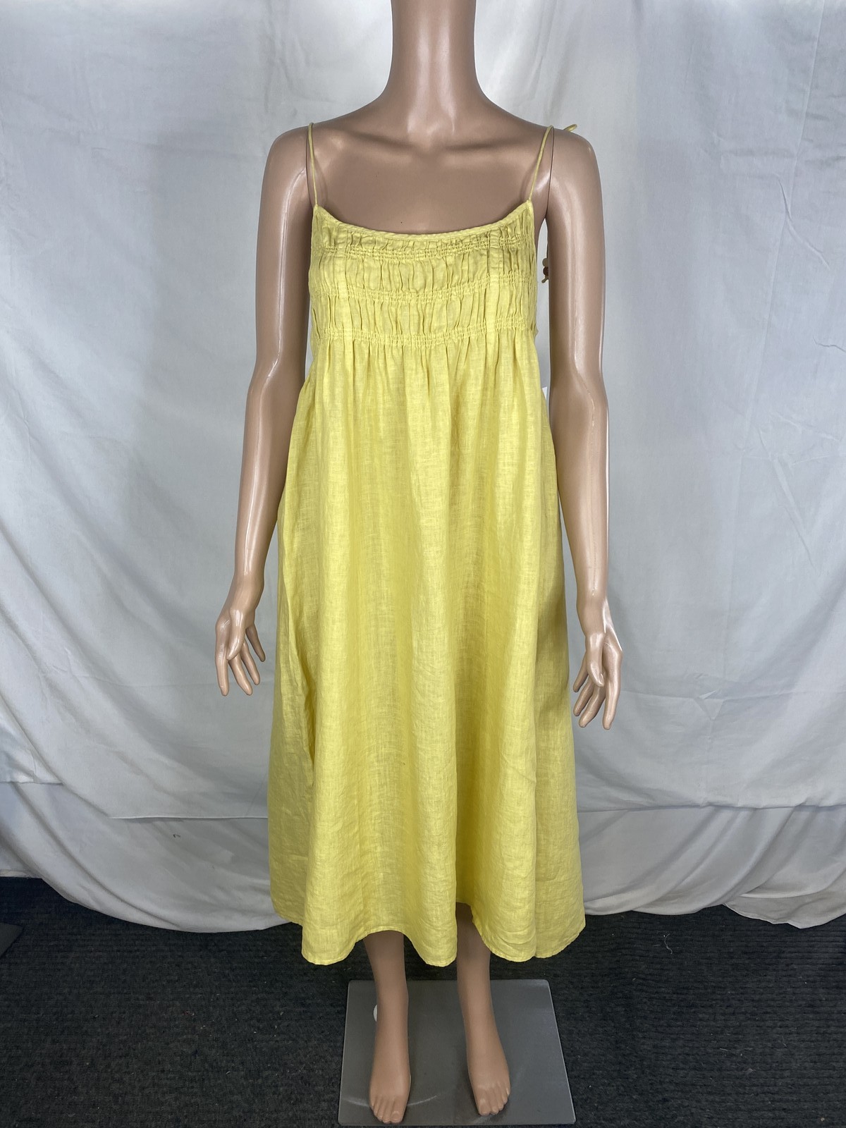 Velvet by Graham & Spencer Womens Yellow Linen Summer Dress Size S Sun *SAMPLE*