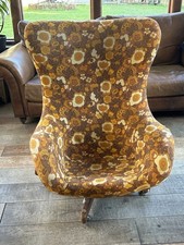 Orange 1960s Greaves and Thomas swivel pod egg chair