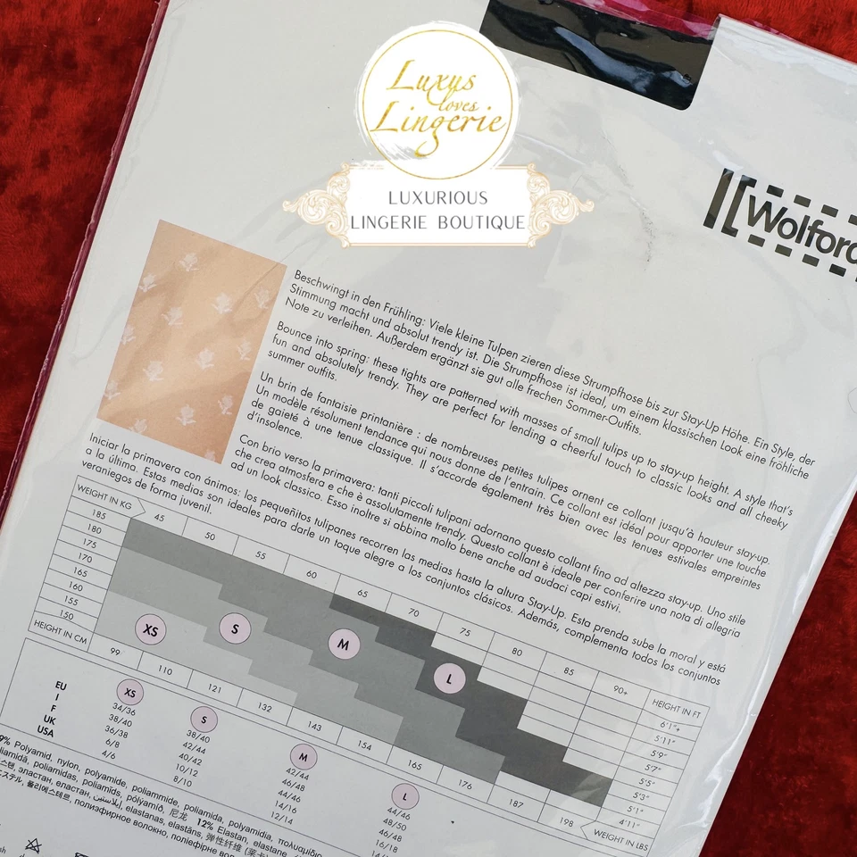 Tulip Tights by Wolford XS Black Transparent Floral Pantyhose - Image 3 of 3