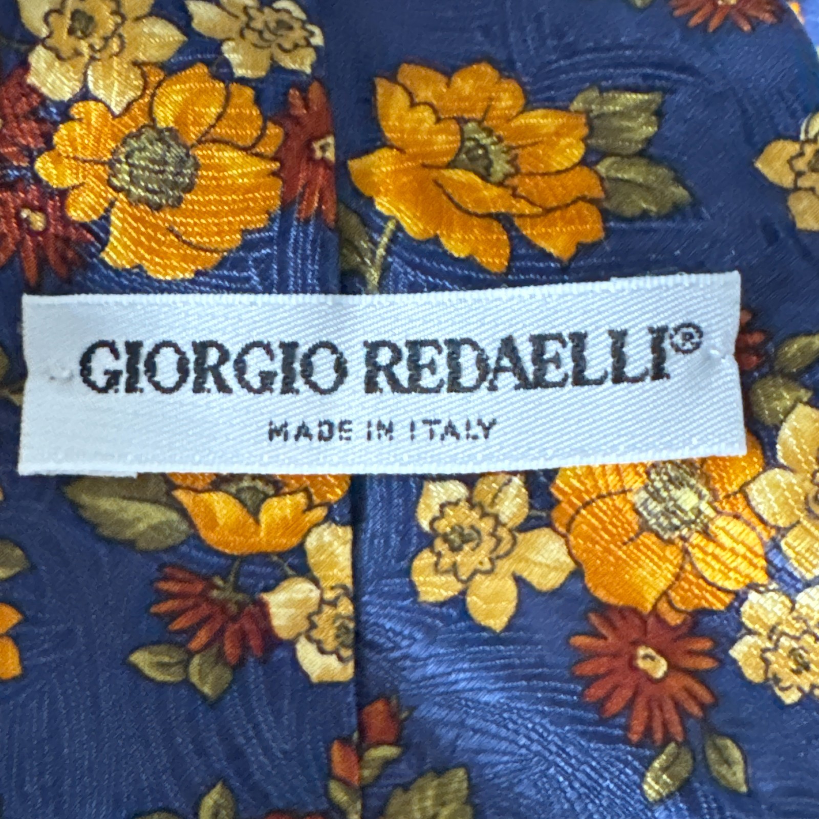 Giorgio Redaelli Vintage Navy Floral Silk Tie - Made in Italy image 9