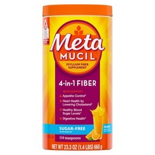 Metamucil 4-in-1 Psyllium Husk Fiber Supplement, Sugar-Free, 114 teaspoons,