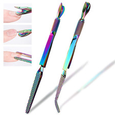 2Pcs Nail Pinching Tool C Curve Nail Extension Clips Rainbow Metal Cuticle Pushe